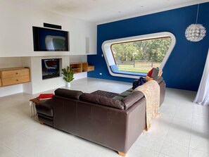 TV, DVD player, table football, books