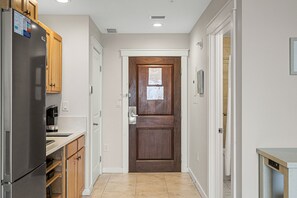 Fridge, microwave, coffee/tea maker, toaster