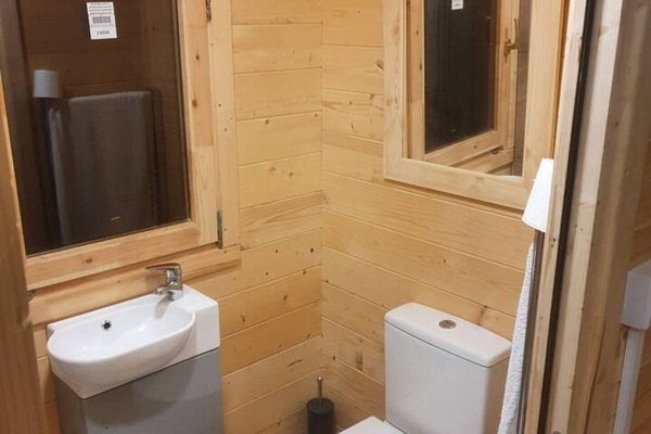 Cabin | Bathroom | Shower, hair dryer, towels, shampoo