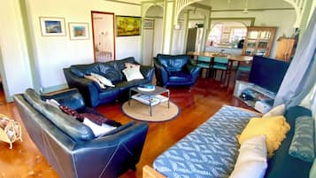 Smart TV, DVD player, books, video library