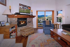 TV, fireplace, offices - Cottonwood Comfort, Ski in/out, Hot tub, Dog friendly (Mt Crested Butte)