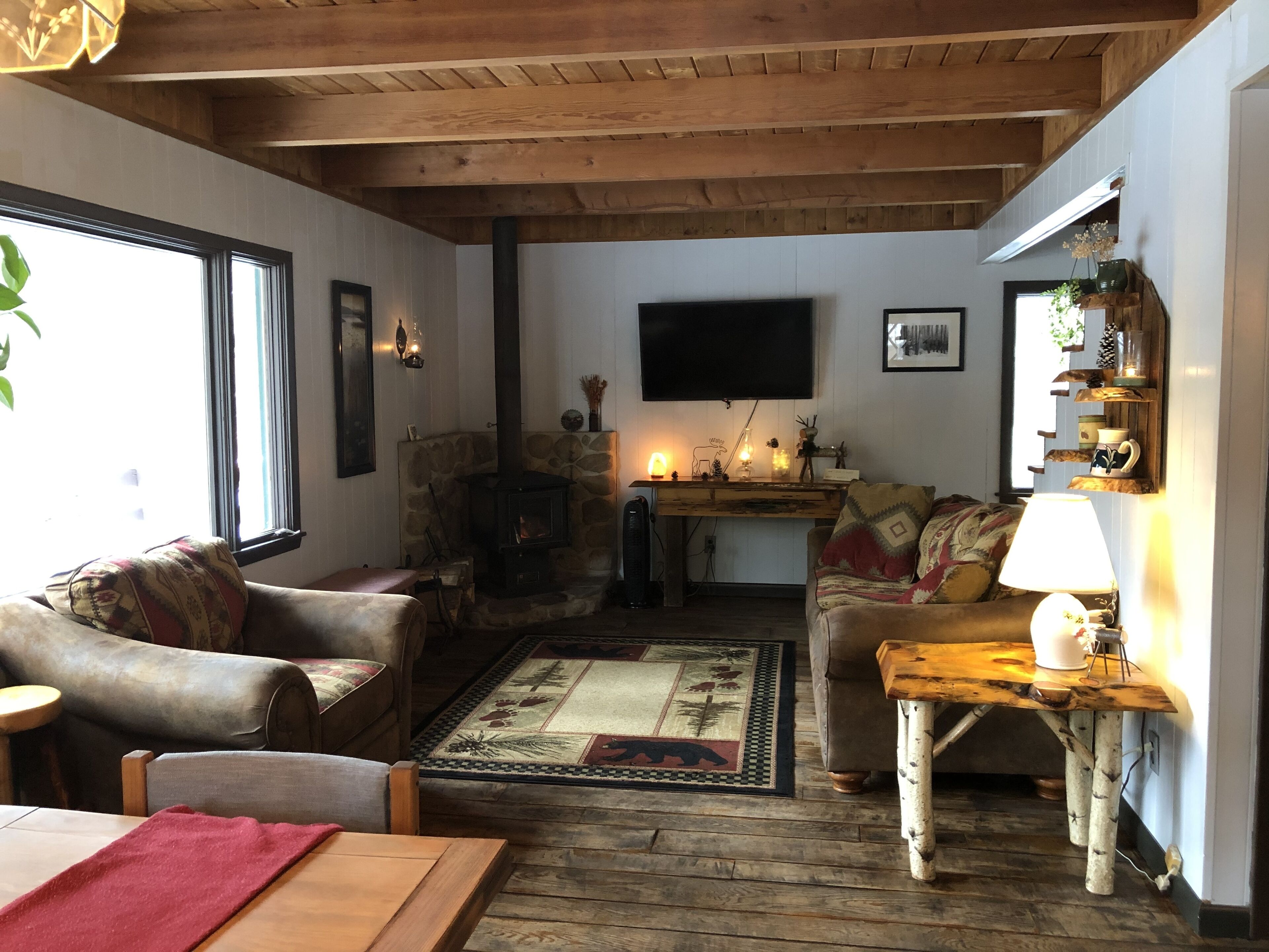 智能電視、壁爐、書籍