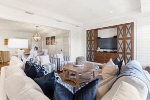 TV, DVD player, video library