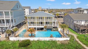 Exterior - 2 Night Minimum Stay in Off Season - Pet Friendly 8BR Oceanfront Home in Cherry Grove, Game Room & Beautiful Pool (ISLELAG) (North Myrtle Beach)