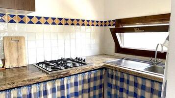 Fridge, oven, stovetop, electric kettle