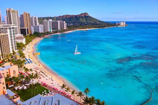 Sun-loungers, beach towels