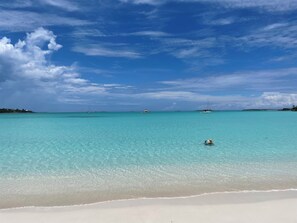 On the beach, sun loungers, beach towels - Exuma Sol - Stunning Views from this Oceanfront Beach Cottage (George Town)