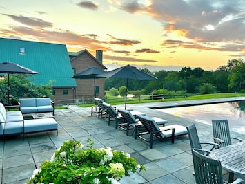 Patio and Pool right off the back deck of the apartment