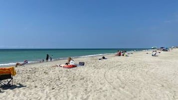 Beach nearby, sun loungers