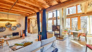 Kamin, DVD-Player, Stereoanlage