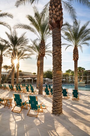 Private beach, white sand, beach cabanas, sun loungers