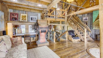 Family Cottage (Stockdale Mill) | Living area | 36-inch flat-screen TV with digital channels, Smart TV, fireplace