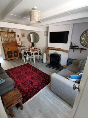 TV, fireplace, DVD player, books - Trestenor Cottage St Ives town. Cosy Cottage. (St.Ives)