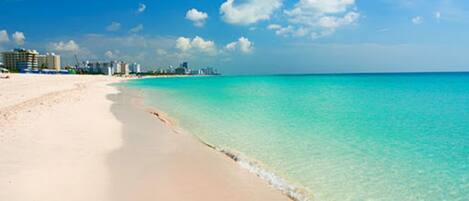 Beach nearby, sun-loungers