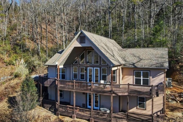 Drone photos of the front of the house