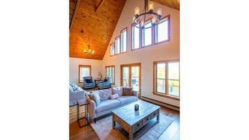 Smart TV, fireplace, video games, DVD player