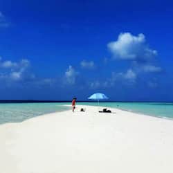 On the beach, white sand