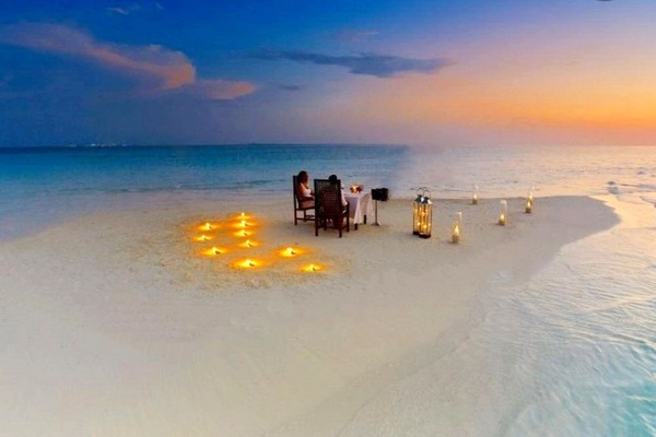 On the beach, white sand