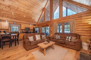 Smart TV, fireplace, video games, DVD player