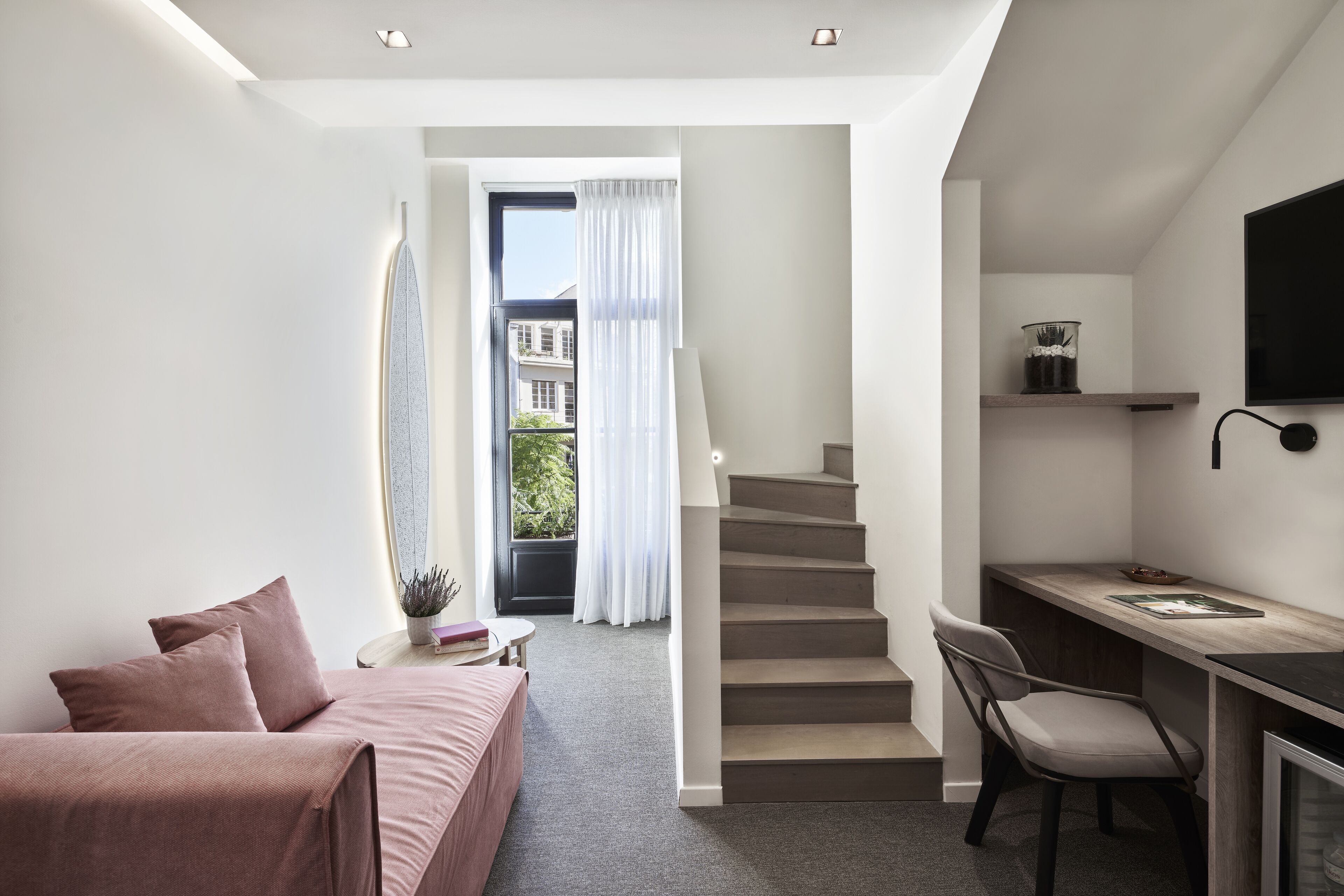 superior loft suite balcony | living area | 43-inch smart tv with satellite channels, tv