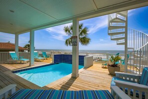 Pool - Oceanfront Home w/ Private Pool, Roof Deck, Porches & Game Room -- Incredible Ocean & Marsh Views (Folly Beach)