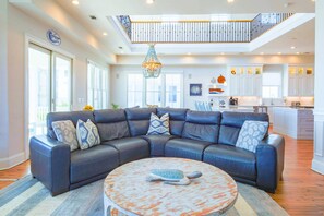 TV - Oceanfront Home w/ Private Pool, Roof Deck, Porches & Game Room -- Incredible Ocean & Marsh Views (Folly Beach)