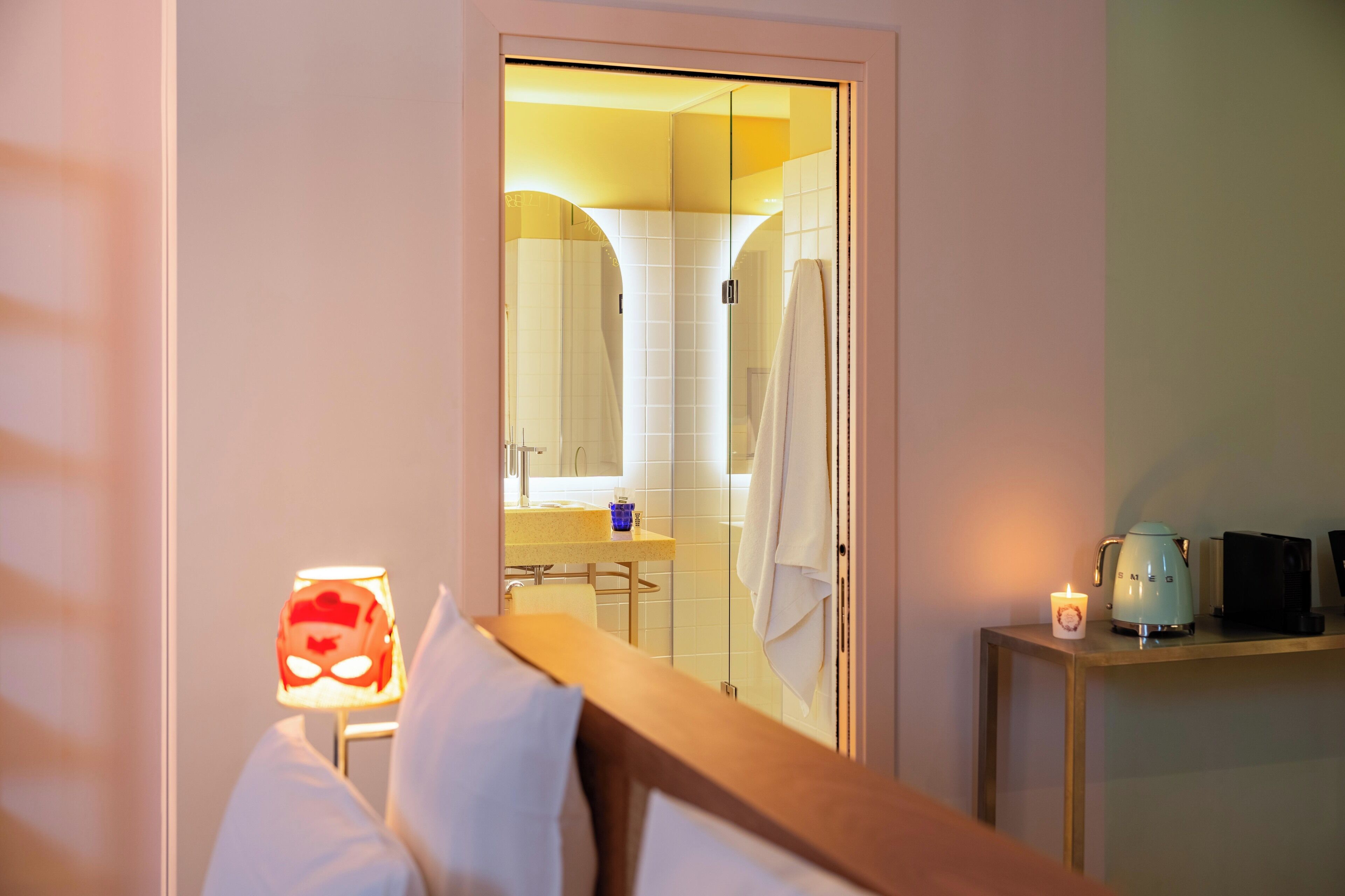 shower, eco-friendly toiletries, hair dryer, towels