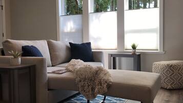 Smart TV, chimenea y libros