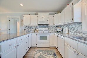 Private kitchen - Oak Island retreat, 'Don't Stop Believin', spacious 4BR with ocean views and private pool. (Oak Island)