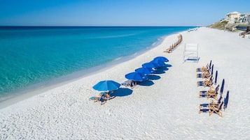Beach nearby, sun loungers
