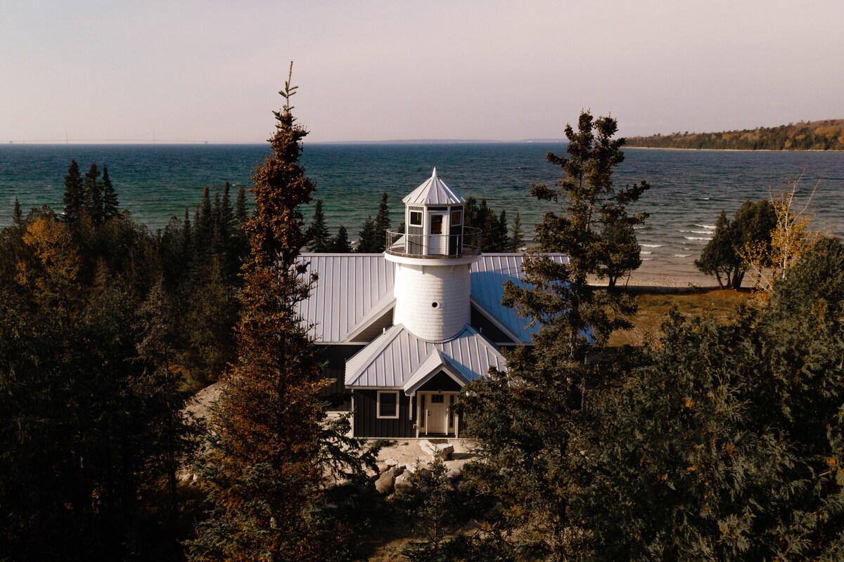 Bois Blanc Island Lighthouse Home. Iconic Sunset Views of the Mackinac