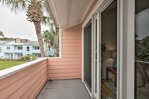 Step out onto the balcony and enjoy the view from this outdoor space.