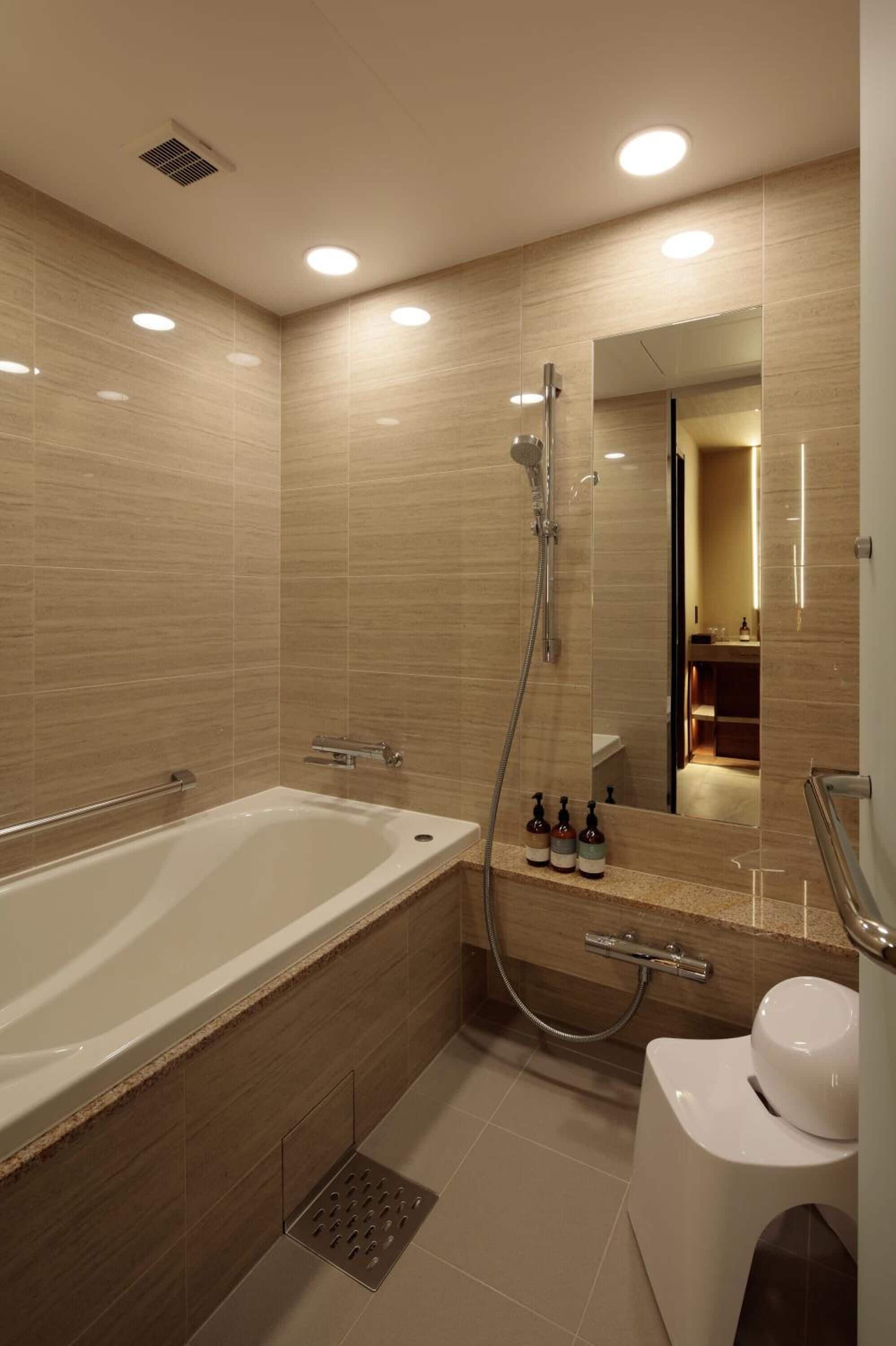 free toiletries, hair dryer, slippers, electronic bidet