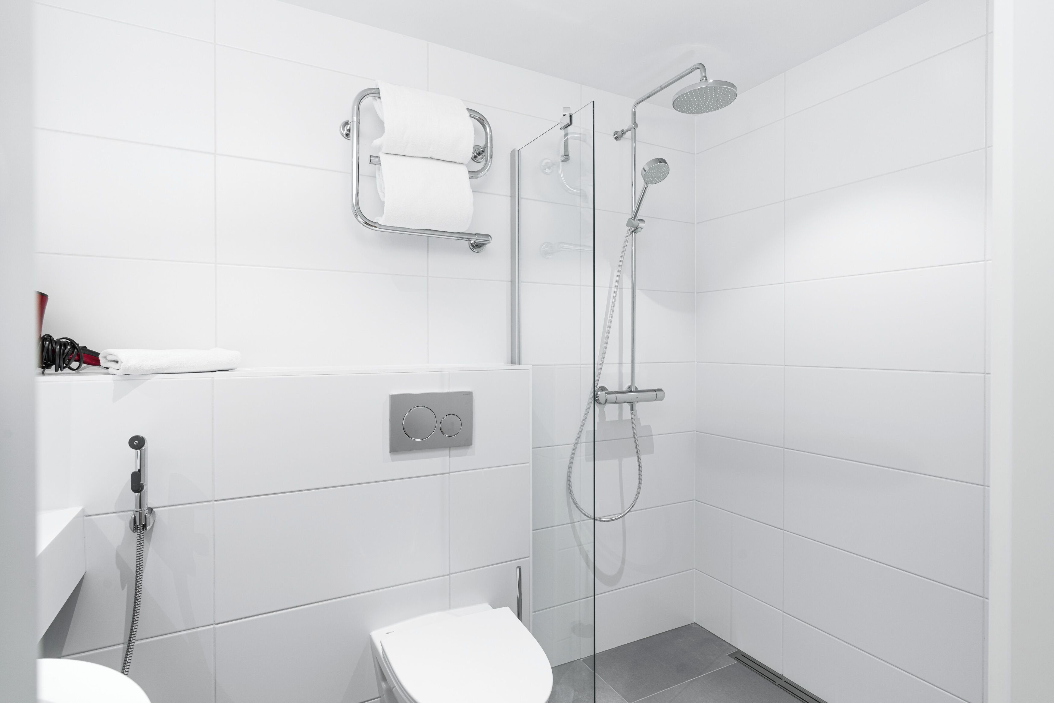 superior quadruple room | bathroom | shower, hair dryer, bidet, heated floors