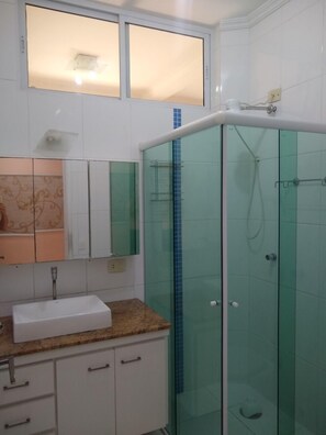 Shower, soap, toilet paper