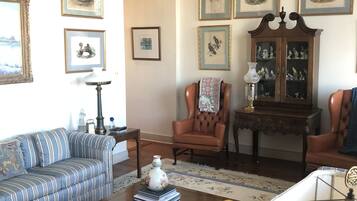 Smart TV, DVD player, books, video library