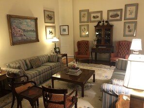 Smart TV, DVD player, books, video library