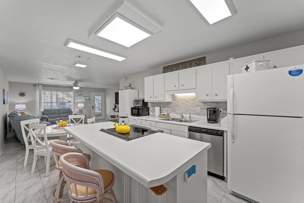 Kitchen overlooking living room