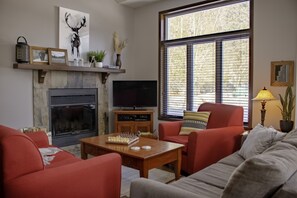 Fernseher, Kamin, DVD-Player