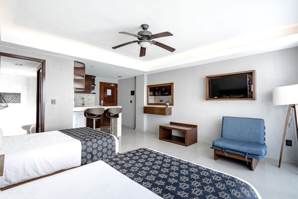 1 bedroom, in-room safe, iron/ironing board, WiFi - Deluxe ocean view with kitchenette at Hotel Ocean Dream Cancun (Cancún)