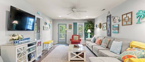 Smart TV, DVD player, books, streaming services