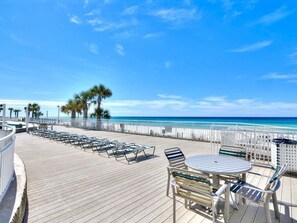 Outdoor dining - Stunning Beach Retreat! Beachfront Condo/Spectacular Balcony-Beach Service! Pool (panama city beach)