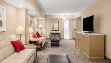 Premium bedding, pillow-top beds, desk, blackout curtains