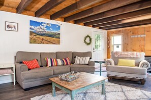 Télévision, cheminée, livres