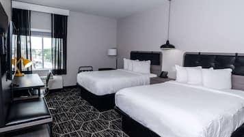 Pillowtop beds, desk, laptop workspace, blackout drapes