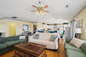 TV, DVD player, table football, ping pong