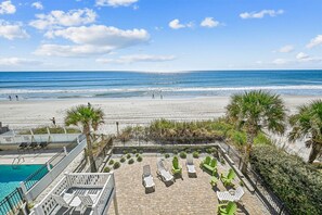 On the beach, beach towels - Casablanca - Luxury Oceanfront Home in Cherry Grove with Game Room & Pool (North Myrtle Beach)