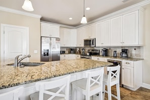 Fridge, microwave, oven, stovetop - Lagerhead, 6 BR Luxury Home, half a block from the beach with Outdoor Swimming Pool and Game Room (North Myrtle Beach)