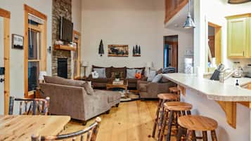 Smart TV, fireplace, video games, table football