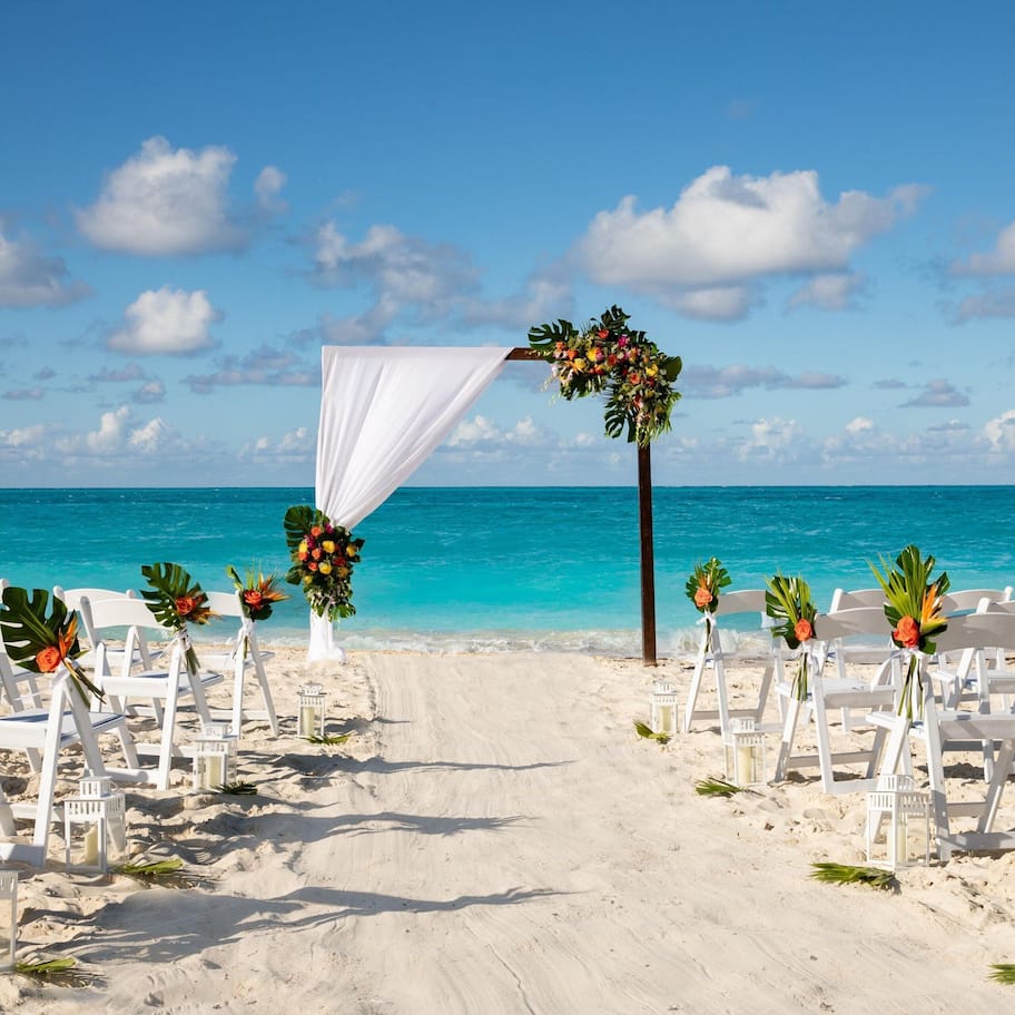 On the beach, white sand
